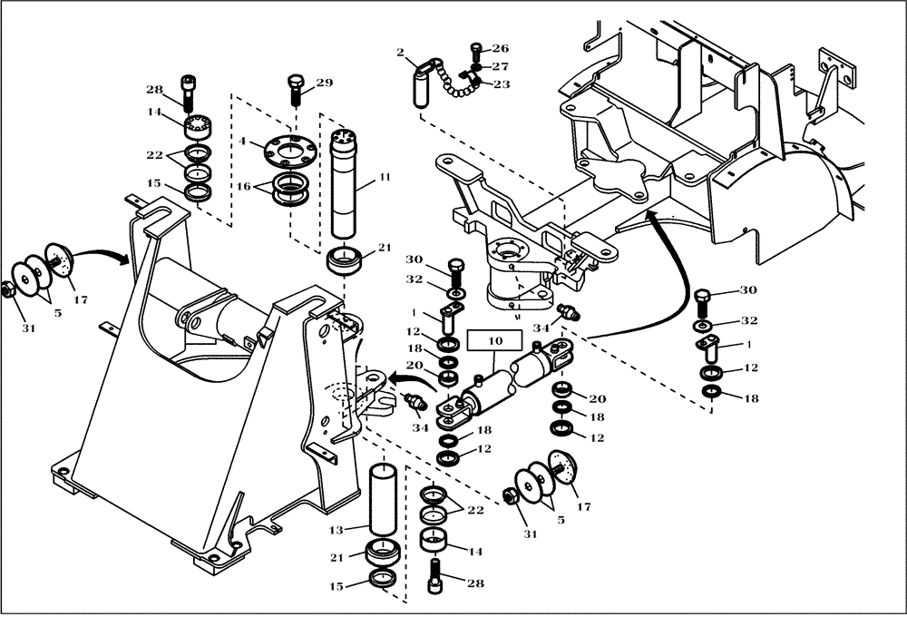 Схема запчастей Case 21D - (01.450[2987185000]) - ARTICULATED JOINT (39) - FRAMES AND BALLASTING