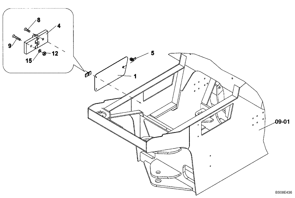 Схема запчастей Case SV208 - (09-10[01]) - DOOR, ACCESS RH (GROUP 484) (ND132354) (09) - CHASSIS/ATTACHMENTS