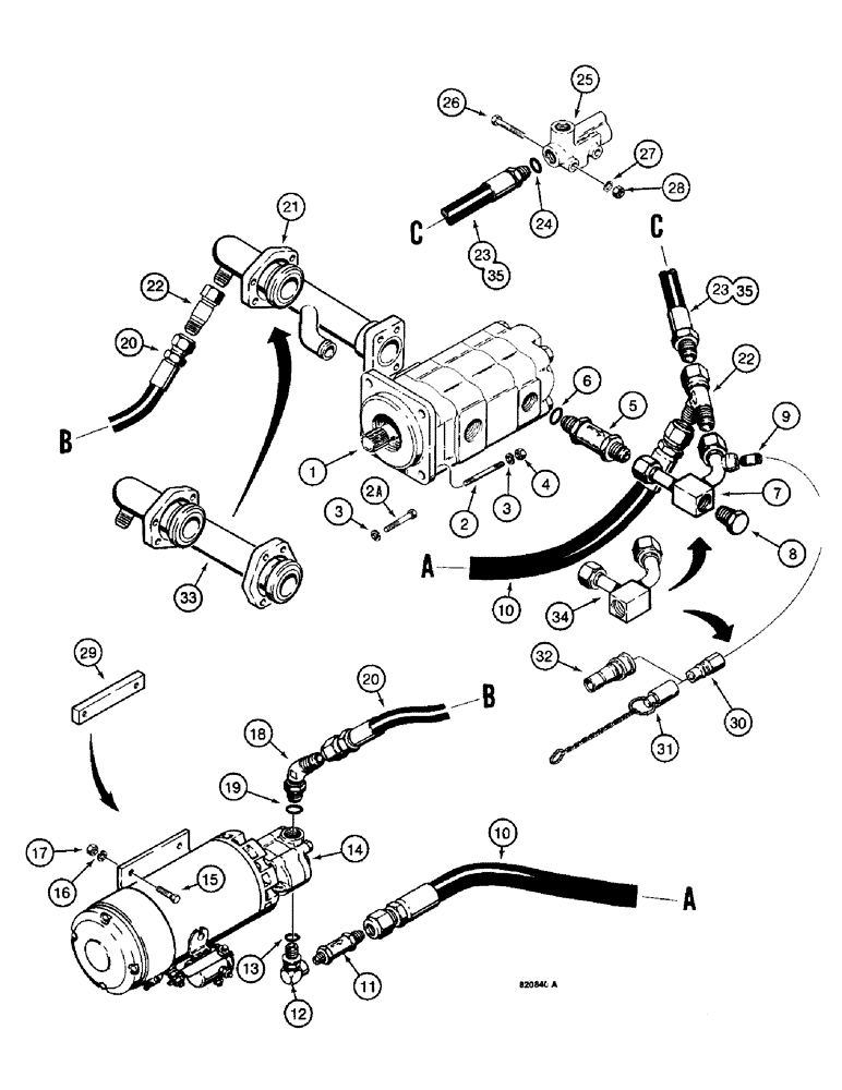 Схема запчастей Case W14 - (254) - AUXILIARY STEERING HYDRAULIC CIRCUITS, PUMP TO FLOW CONTROL VALVE (05) - STEERING