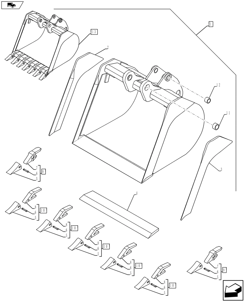 Схема запчастей Case 580SN - (88.084.07) - DIA KIT, UNIVERSAL BUCKET - 36IN/914MM (88) - ACCESSORIES