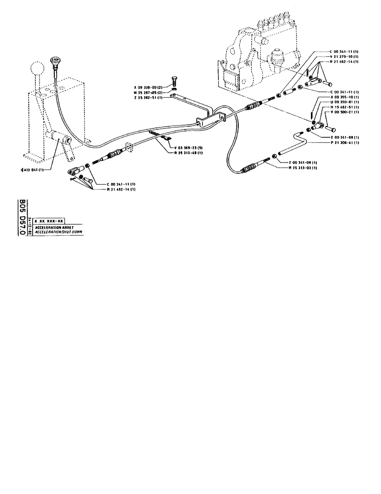 Схема запчастей Case 90BCL - (108) - ACCELERATION/SHUT-DOWN (01) - ENGINE