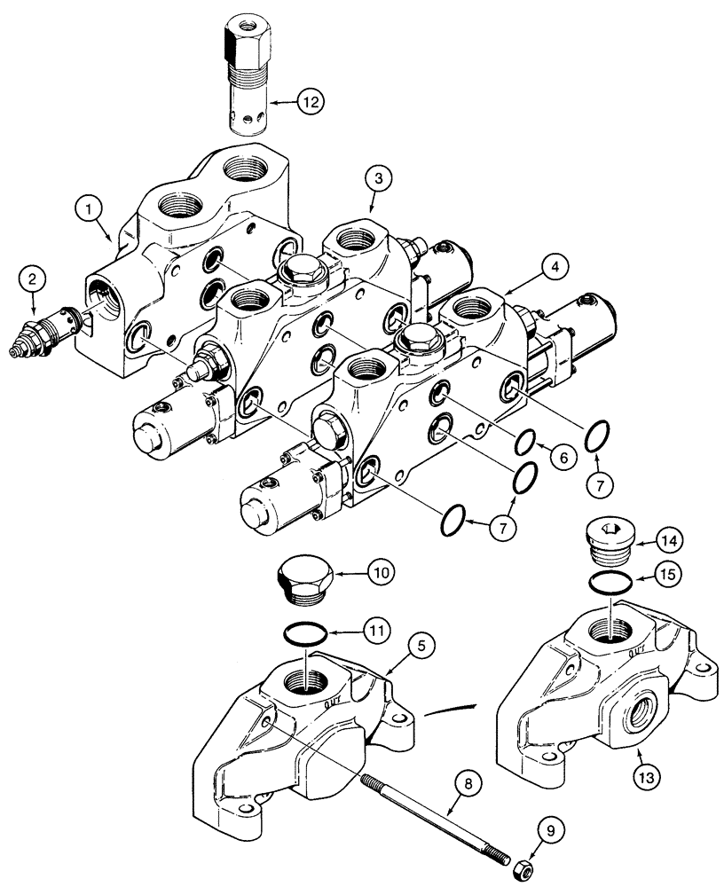 Схема запчастей Case 821C - (08-23) - VALVE ASSY LOADER CONTROL, TWO SPOOL (08) - HYDRAULICS