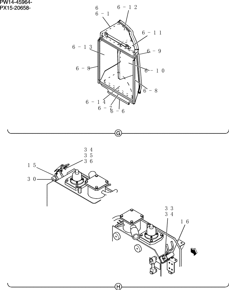 Схема запчастей Case CX36B - (242-01[5]) - GUARD INSTAL (CAB) (05) - SUPERSTRUCTURE