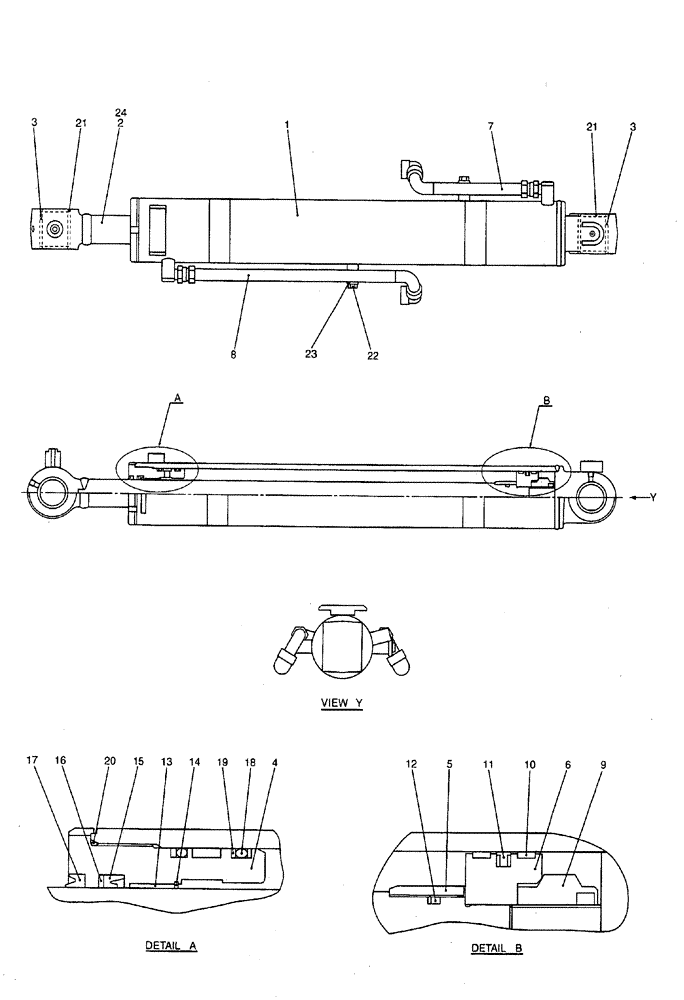 Схема запчастей Case CX50B - (08-036) - CYLINDER ASSEMBLY, BOOM (CAB) ELECTRICAL AND HYDRAULIC COMPONENTS