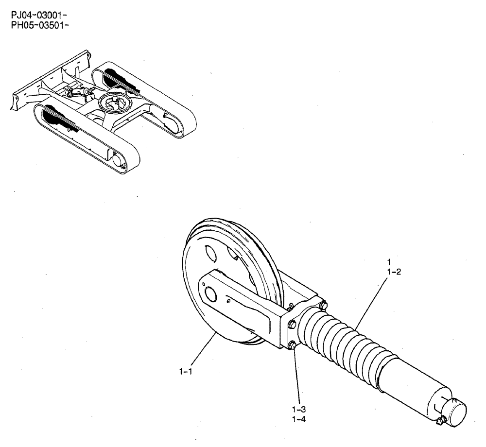 Схема запчастей Case CX50B - (03-004) - IDLER ASSEMBLY, CRAWLER (04) - UNDERCARRIAGE