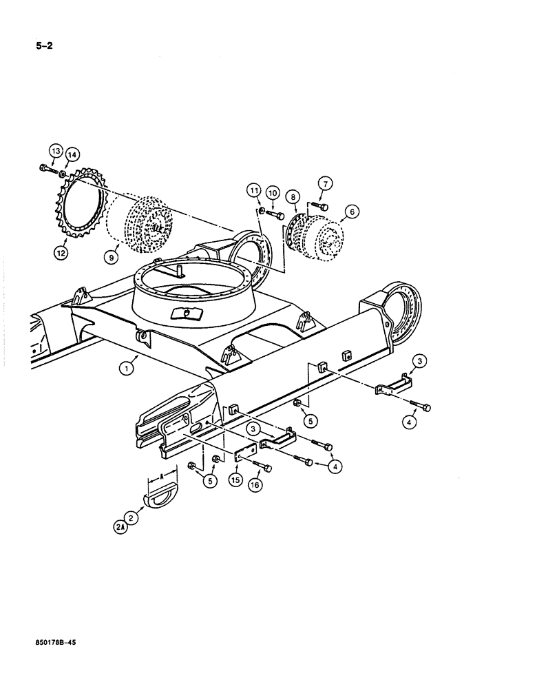 Схема запчастей Case 125B - (5-02) - TRACK FRAME AND UNDERCARRIAGE, P.I.N. 74251 THROUGH 74879 (11) - TRACKS/STEERING