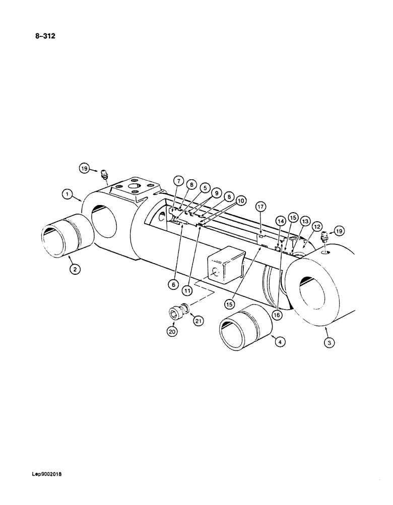 Схема запчастей Case 125B - (8-312) - TOOL CYLINDER - P8346705, IF USED, CYLINDERS WITHOUT LETTER IDENTIFICATION (08) - HYDRAULICS