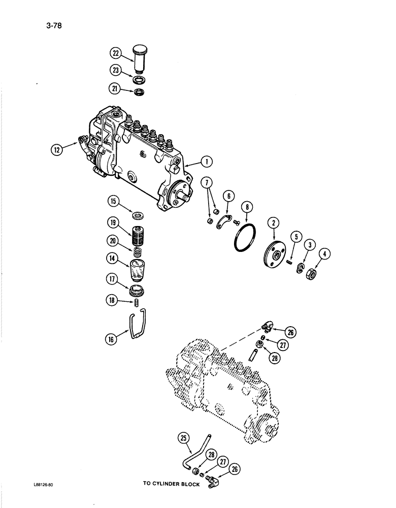 Схема запчастей Case 1080B - (3-78) - FUEL INJECTION PUMP, 504BDT ENGINE (03) - FUEL SYSTEM