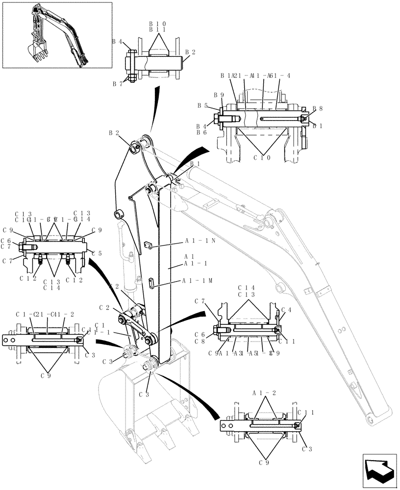 Схема запчастей Case CX20B - (866-01[1]) - DIPPER STICK (1.33M) (84) - BOOMS, DIPPERS & BUCKETS