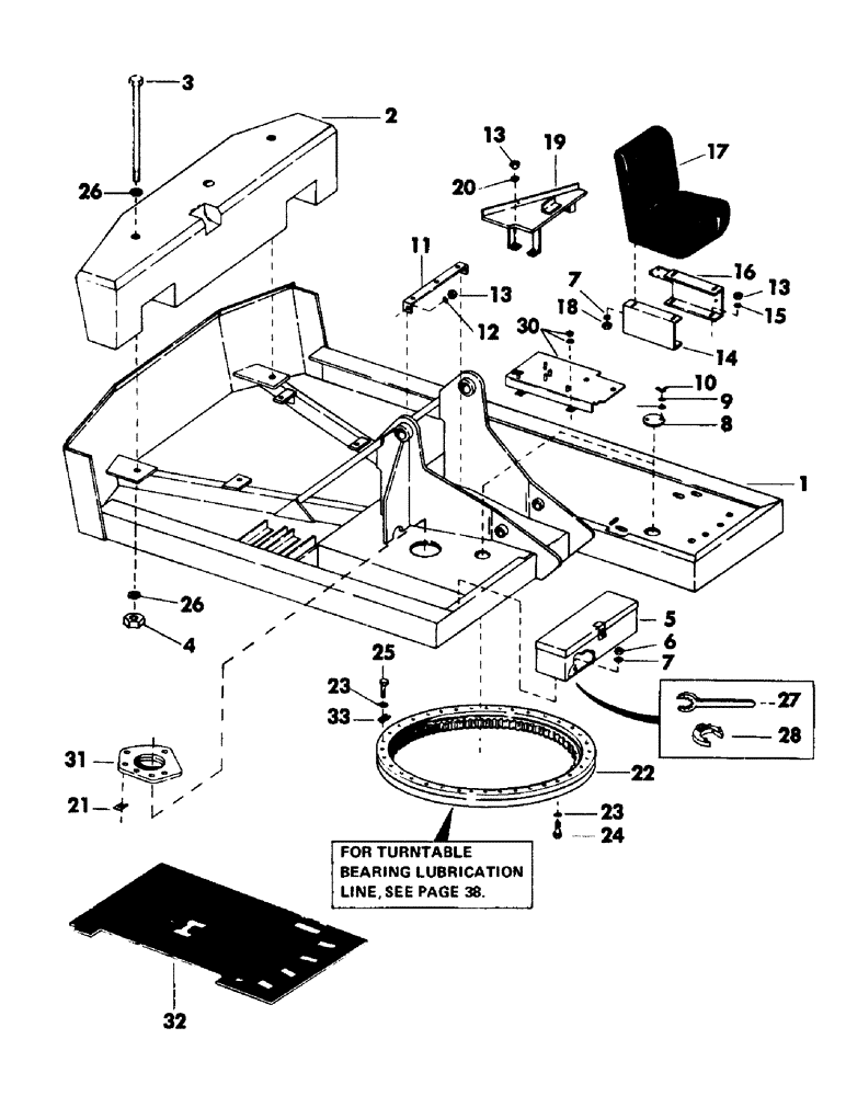 Схема запчастей Case 50 - (035) - TURNTABLE, COUNTERWEIGHT, BEARING AND ATTACHING PARTS (39) - FRAMES AND BALLASTING