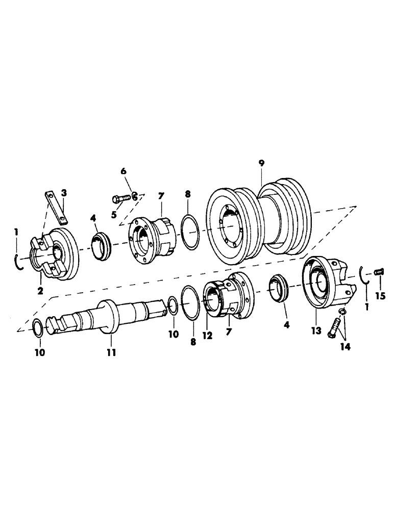 Схема запчастей Case 50 - (013) - DOUBLE FLANGE TRACK ROLLER, (USED ON UNITS WITH SERIAL NUMBER 792 AND AFTER) (48) - TRACKS & TRACK SUSPENSION