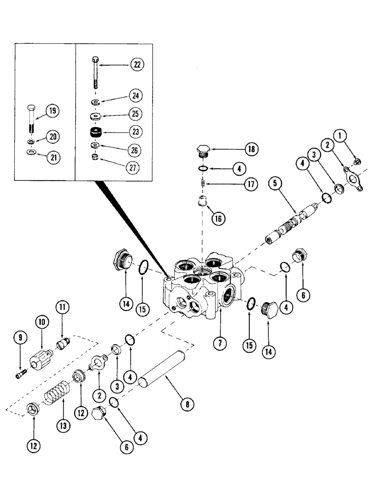 Схема запчастей Case 880 - (172) - 1-SPOOL MAIN CONTROL VALVE (07) - HYDRAULIC SYSTEM