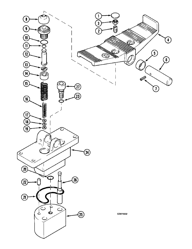 Схема запчастей Case 220B - (8-144) - FOOT CONTROL VALVE, REXROTH MANUFACTURED, IF USED, P.I.N. 74510 THRU 74597, P.I.N. 03201 AND AFTER (08) - HYDRAULICS