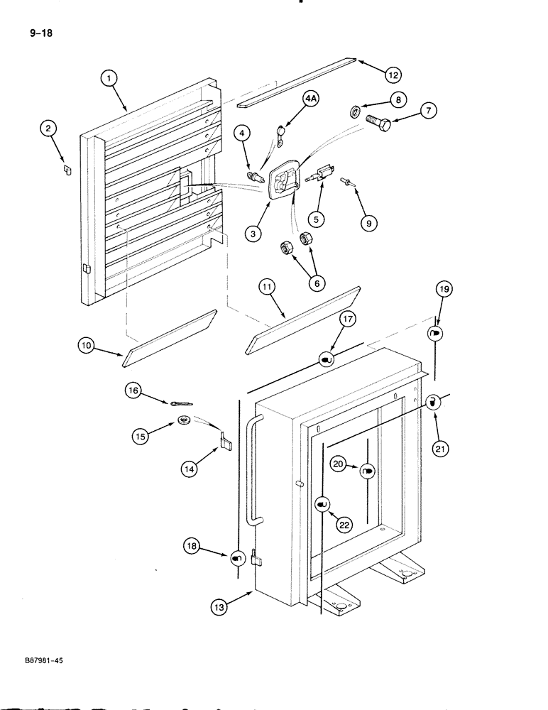 Схема запчастей Case 888 - (9-018) - GRILLE AND RADIATOR SHROUD, P.I.N. FROM 74163 TO 74167 (09) - CHASSIS