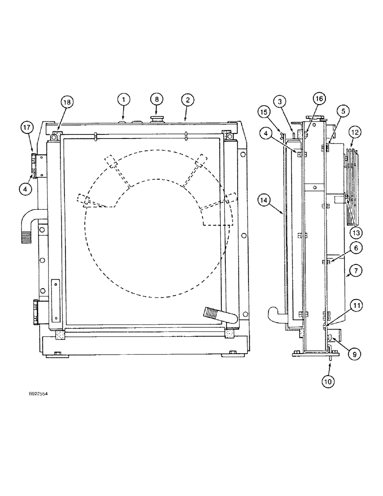 Схема запчастей Case 9030 - (2-10) - RADIATOR ASSEMBLY, PRIOR TO P.I.N. DAC0300005 (02) - ENGINE