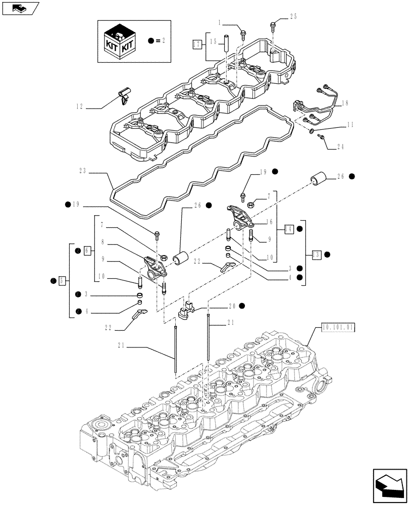 Схема запчастей Case F4HFE613X A003 - (10.106.02) - ROCKSHAFT (10) - ENGINE