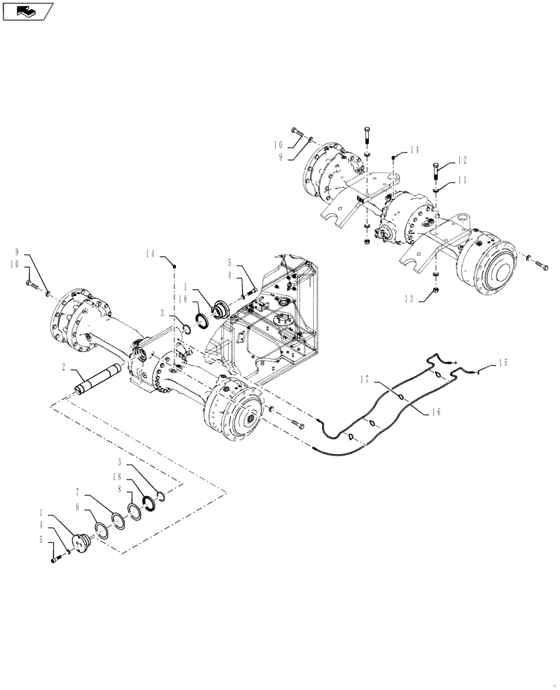 Схема запчастей Case 521F - (25.100.02) - LIMITED SLIP FRONT AND REAR DIFFERENTIAL INSTALLATION (25) - FRONT AXLE SYSTEM