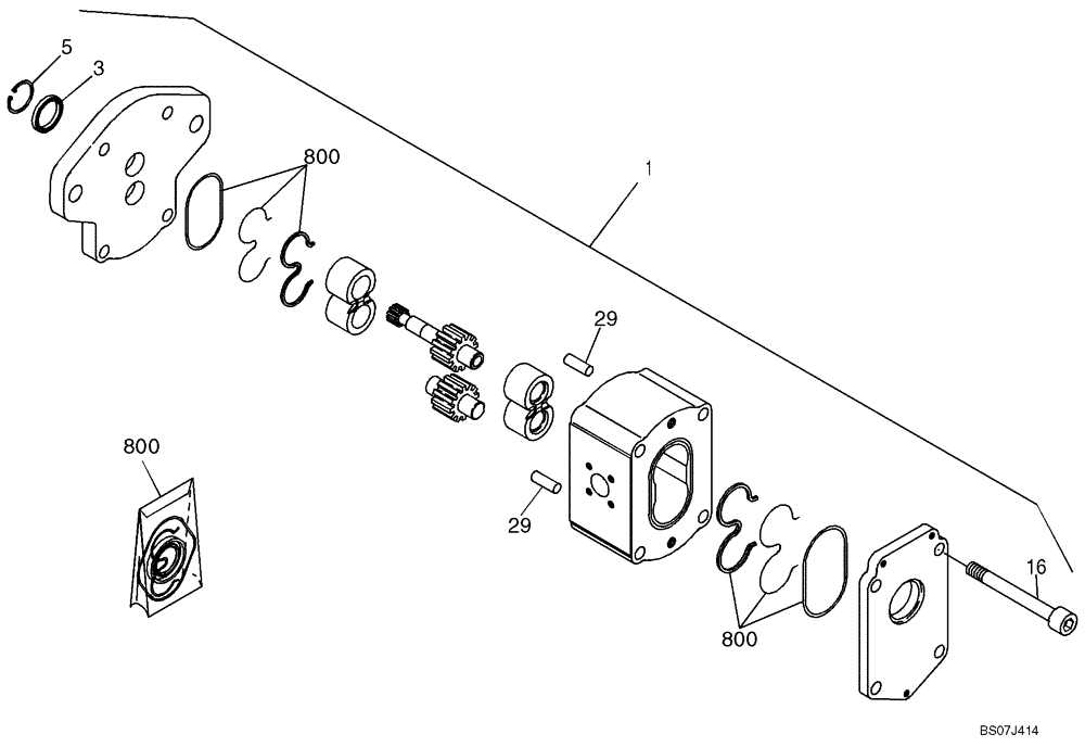 Схема запчастей Case 21D - (22.054[2989726000]) - GEAR PUMP (CORE PUMP ASSEMBLEY) (35) - HYDRAULIC SYSTEMS