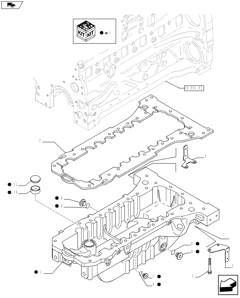 Схема запчастей Case F4DFE613F A002 - (10.102.01) - ENGINE OIL SUMP (2853795) (10) - ENGINE