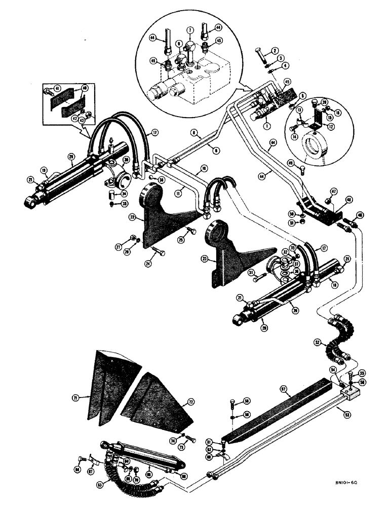 Схема запчастей Case 420B - (136) - HYDRAULIC CROWN TILT BULLDOZER HYDRAULICS, LIFT CYLINDER HYDRAULICS (07) - HYDRAULIC SYSTEM