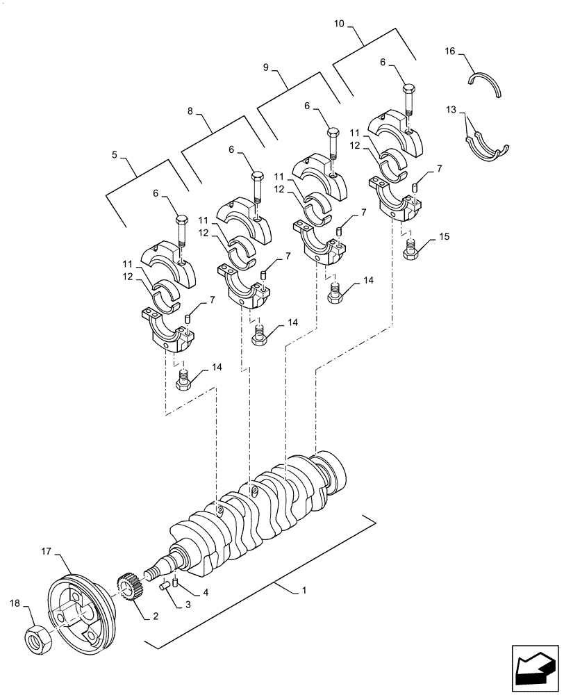 Схема запчастей Case SR175 - (10.103.AA) - CRANKSHAFT & PULLEY (10) - ENGINE