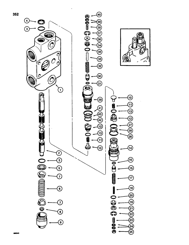 Схема запчастей Case 580SD - (352) - BACKHOE CONTROL VALVE, BOOM SECTION, NOT USED ON SUPER D MODELS (08) - HYDRAULICS