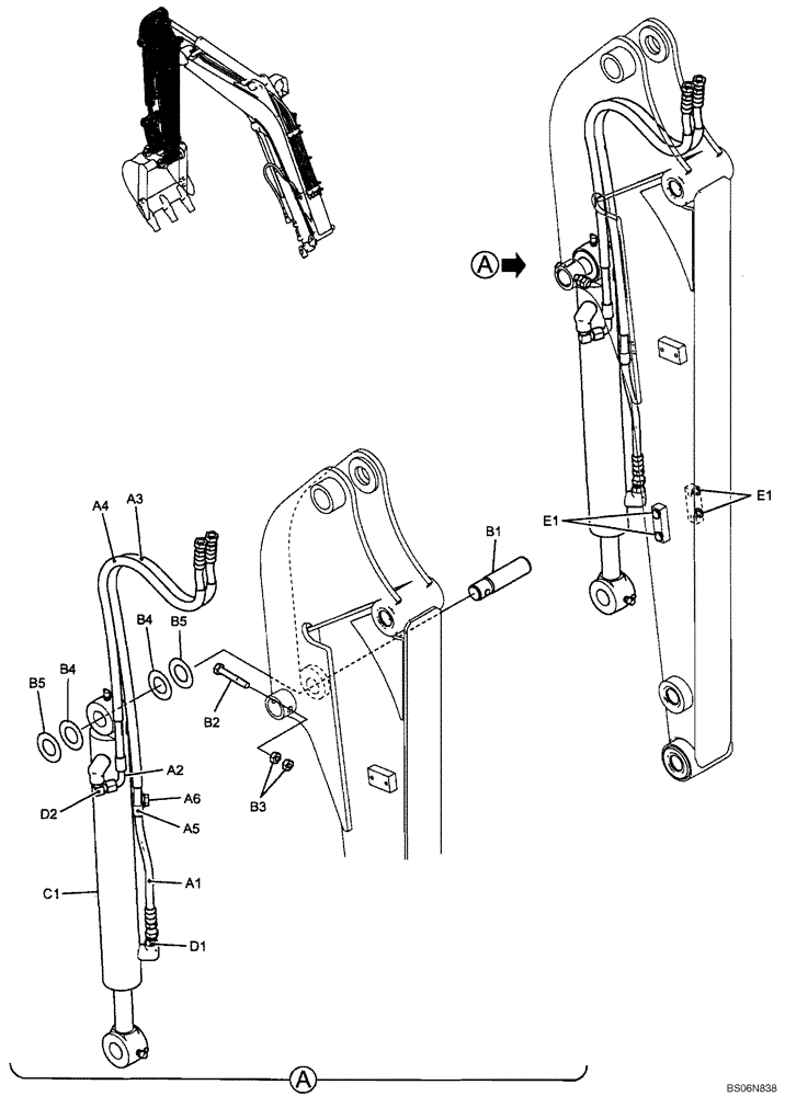 Схема запчастей Case CX17B - (05-004[00]) - HYDRAULIC LINES - ARM, LONG 1.20M (4 FT) (PU43H00022F1) (35) - HYDRAULIC SYSTEMS