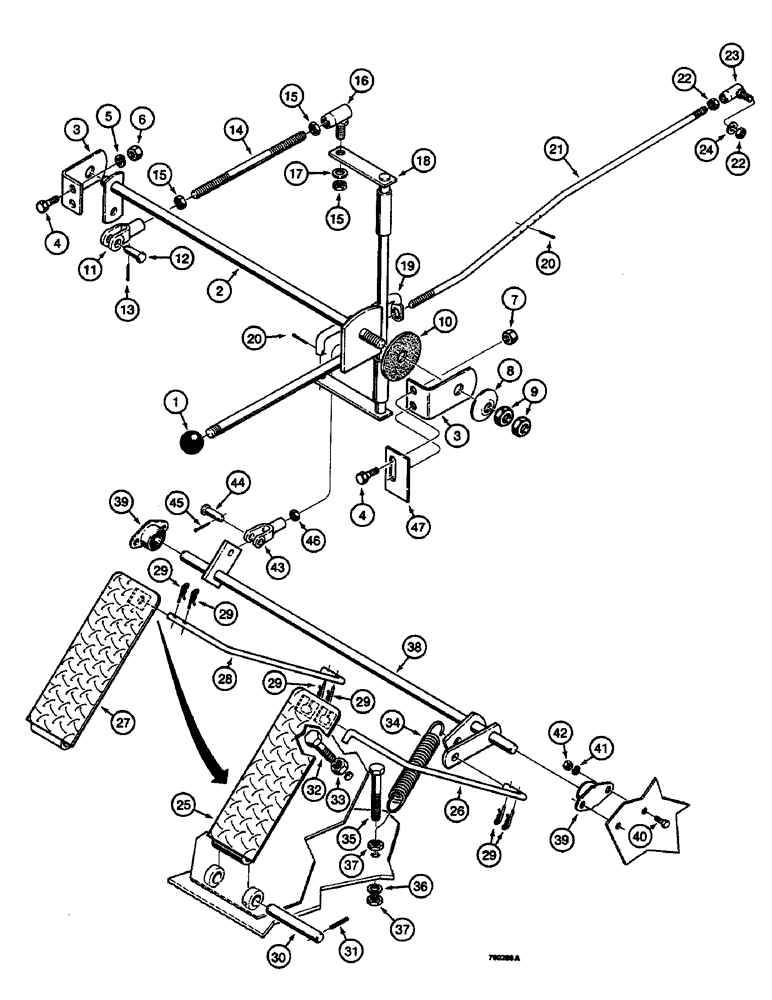 Схема запчастей Case 350B - (048) - THROTTLE CONTROL LINKAGE (01) - ENGINE