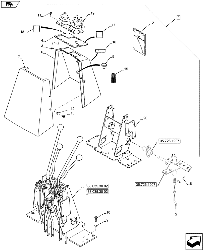 Схема запчастей Case 580SN - (88.035.30[01]) - DIA KIT, CONVERSION FT SWING TO 2 LEVER, STANDARD DIPPER (88) - ACCESSORIES