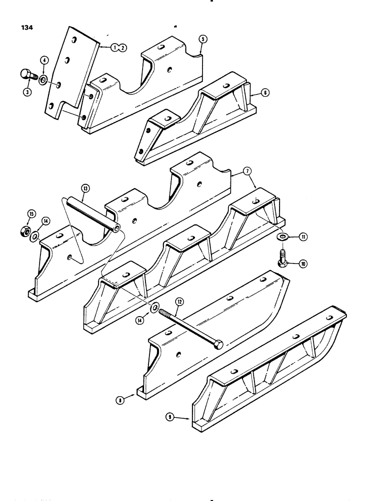 Схема запчастей Case 455B - (134) - TRACK GUIDES, ROCK GUARDS (04) - UNDERCARRIAGE