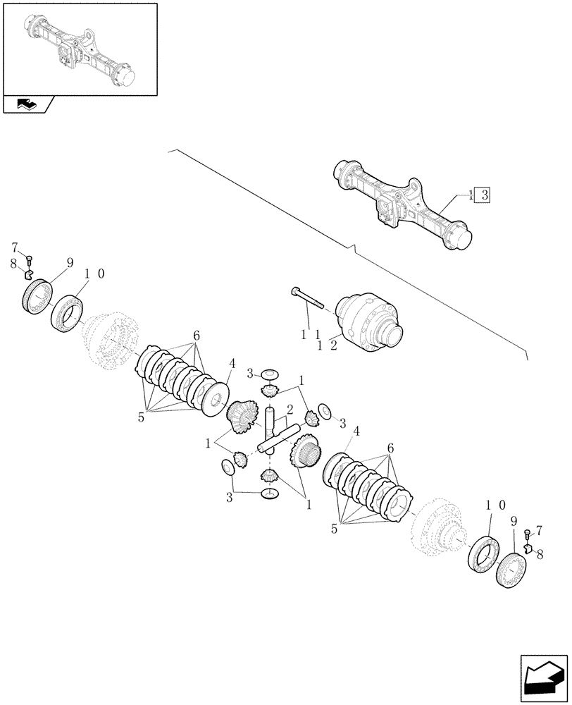 Схема запчастей Case 21E - (073[06]) - 20 KM/H REAR SELF-LOCKING AXLE: DIFFERENTIAL (05) - REAR AXLE