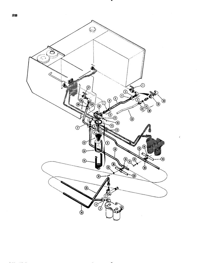 Схема запчастей Case 1150 - (028) - FUEL LINES AND STRAINER (02) - FUEL SYSTEM