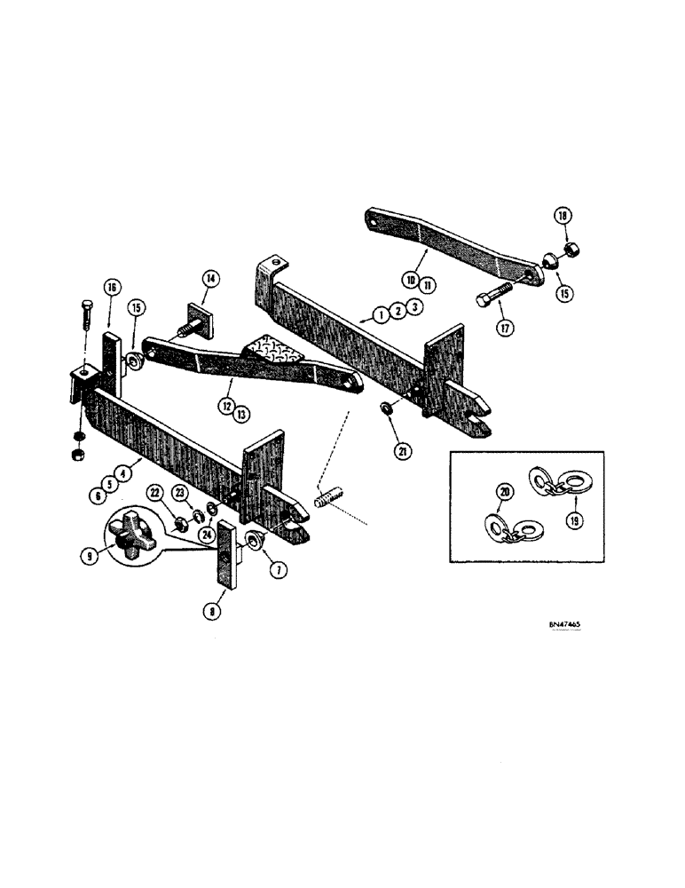 Схема запчастей Case 32S - (076) - MOUNTING PARTS (WITH DRAFT-O-MATIC), MOUNTING PARTS (WITH P.T.O.) 