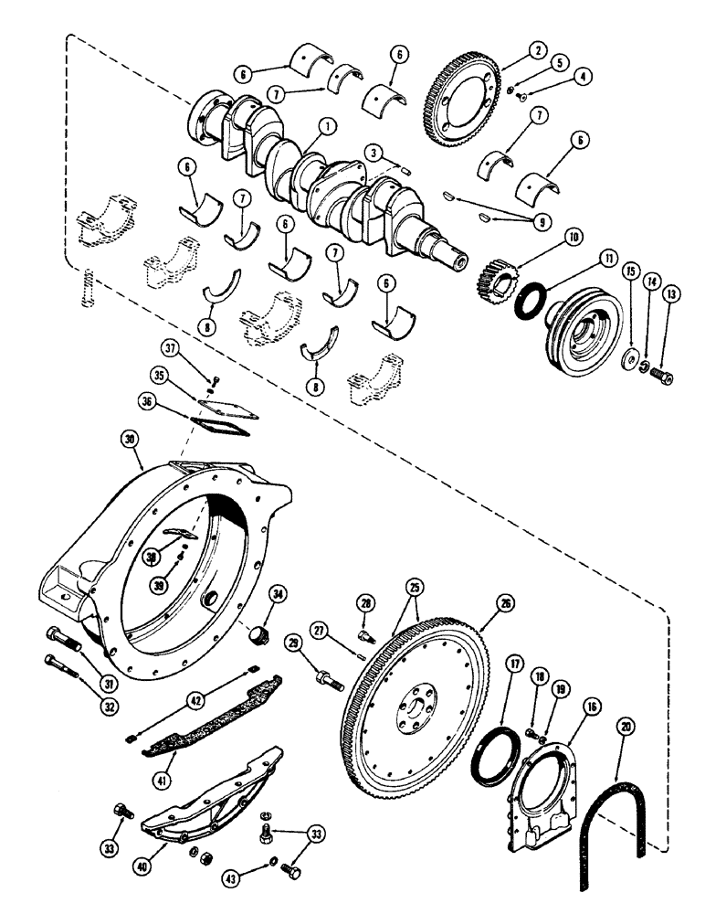 Схема запчастей Case 750 - (028) - CRANKSHAFT, (267) DIESEL ENGINE (01) - ENGINE