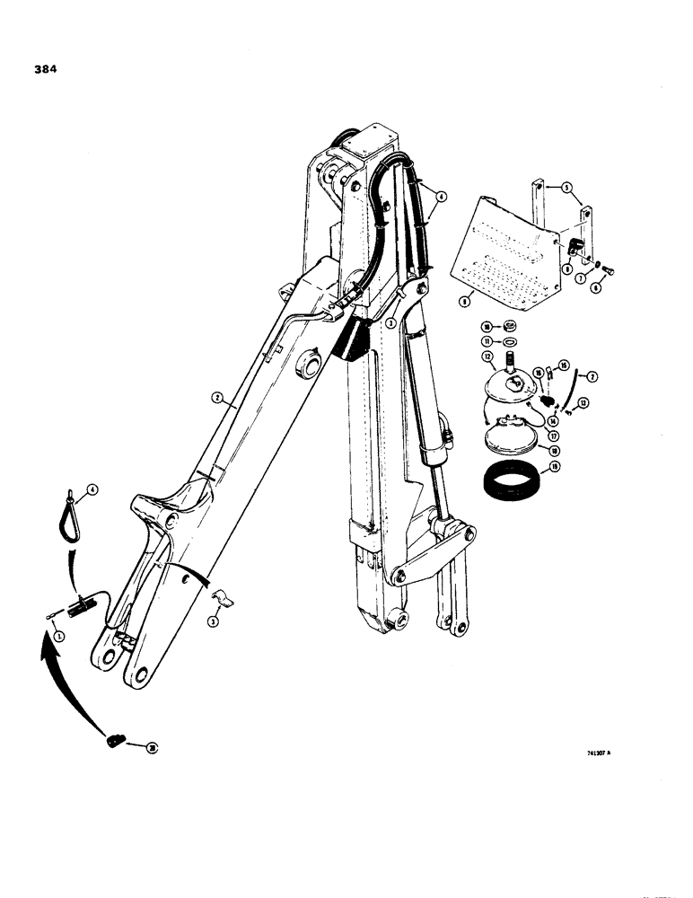 Схема запчастей Case 35 - (384) - DIPPER LIGHT, USED WITH FOUR FOOT EXTENDABLE DIPPER, BEFORE BACKHOE SN 5288692 