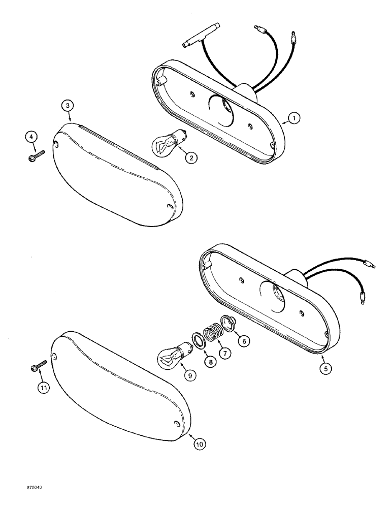 Схема запчастей Case 580SK - (4-42) - CANOPY TRACTOR LAMPS, STOP AND TAIL LAMPS AND, TURN SIGNAL & FLASHER LAMPS (04) - ELECTRICAL SYSTEMS