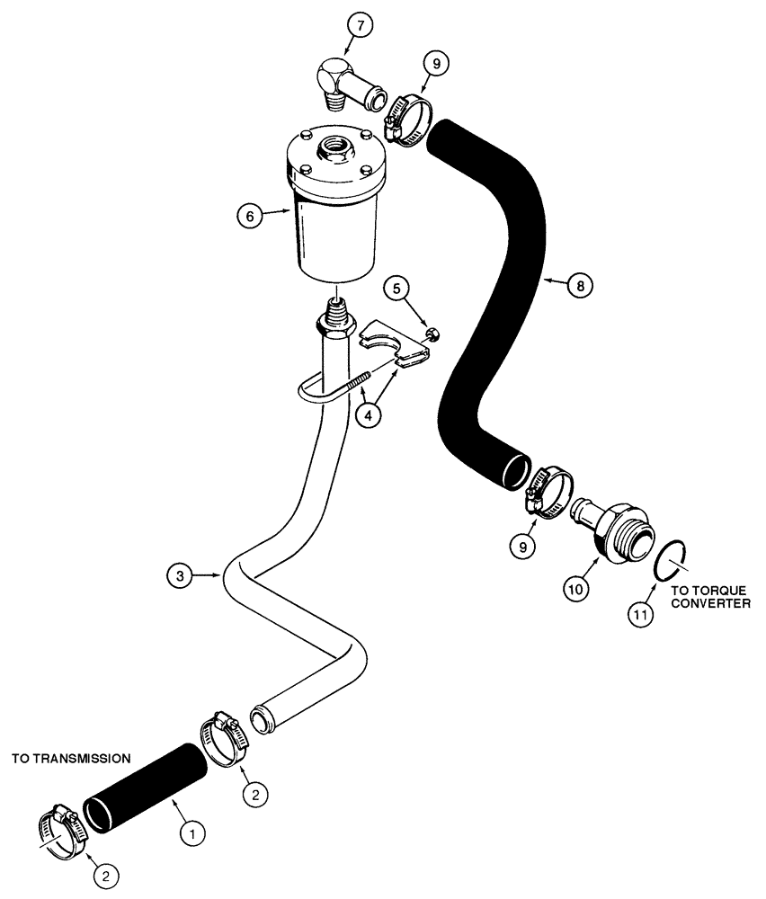 Схема запчастей Case 855E - (6-28) - CRAWLER HYDRAULIC CIRCUIT, TRANSMISSION SUCTION LINE (06) - POWER TRAIN