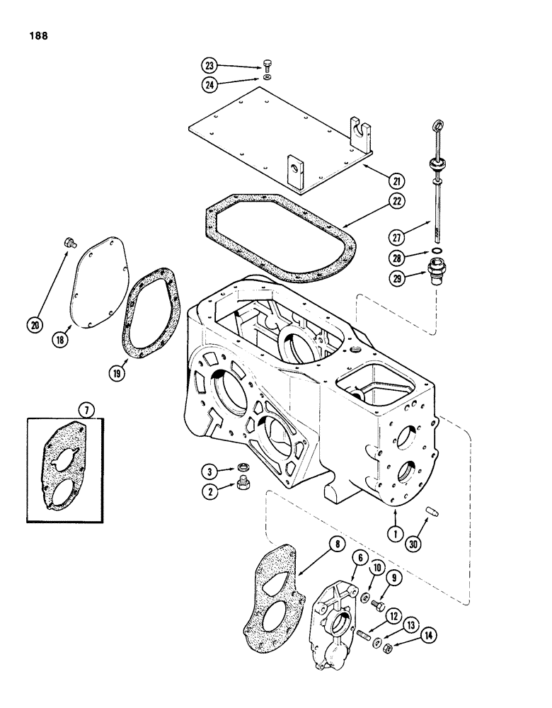 Схема запчастей Case 584D - (188) - TRANSAXLE TRANSMISSION HOUSING, TRANSMISSION SERIAL NO. 16270318, 2WD AND 4WD (21) - TRANSMISSION