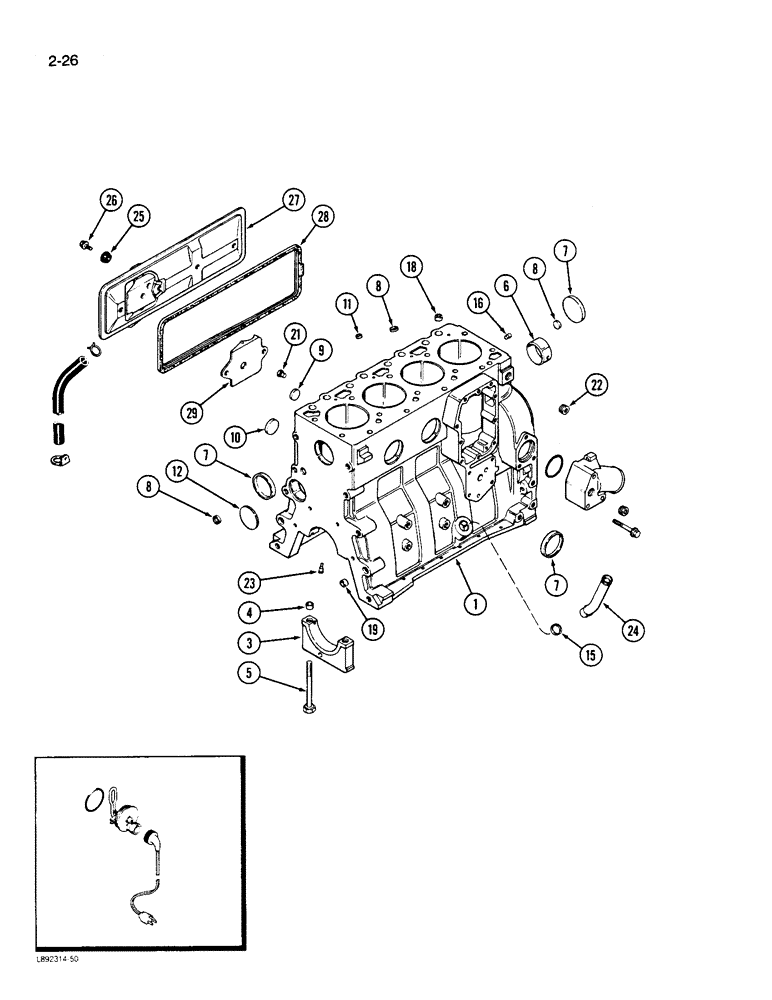 Схема запчастей Case 550 - (2-26) - CYLINDER BLOCK, 4T-390 ENGINE (02) - ENGINE