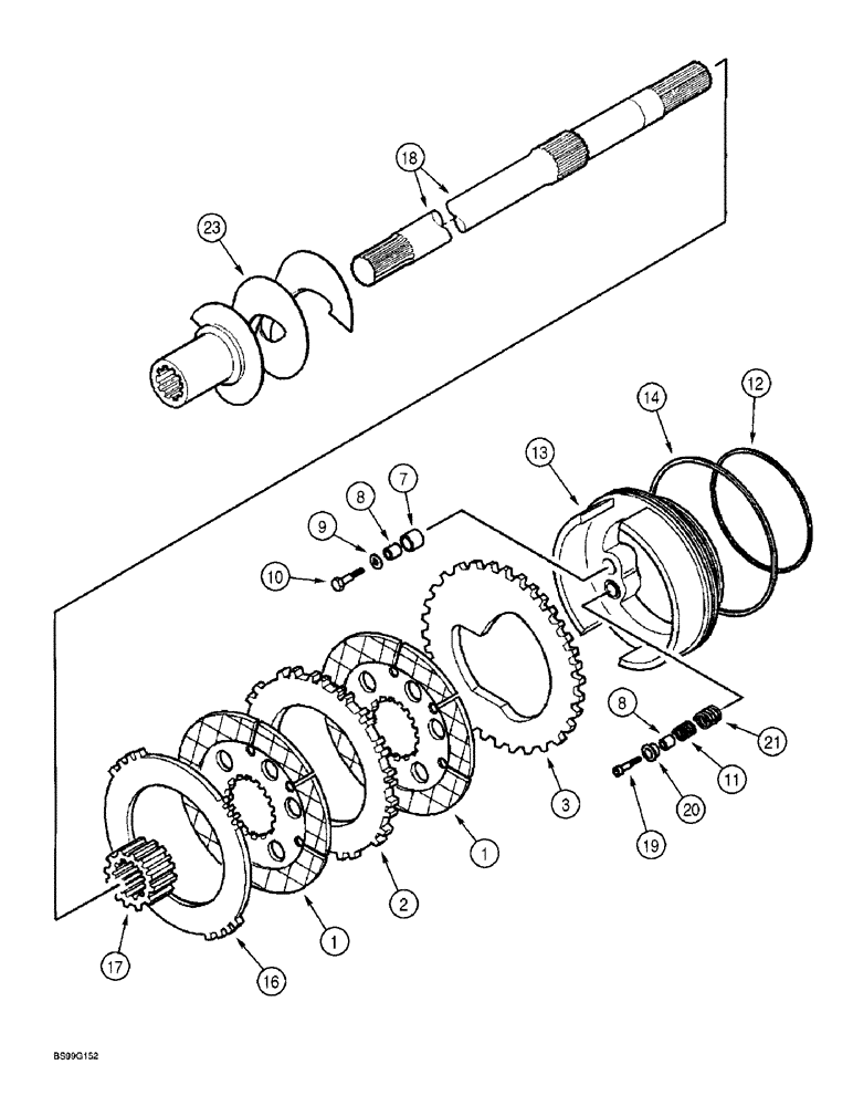 Схема запчастей Case 570LXT - (7-005A[A]) - REAR DRIVE AXLE, DIFFERENTIAL BRAKE (07) - BRAKES