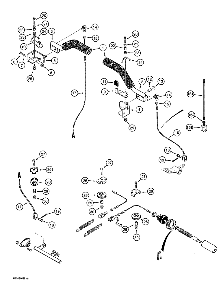 Схема запчастей Case 1825 - (7-02) - PARKING LATCH AND SEAT BARS (07) - BRAKES