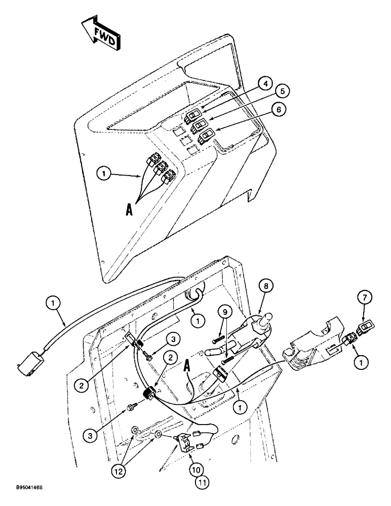 Схема запчастей Case 570LXT - (4-016) - FRONT CONSOLE WIRING HARNESS AND CONNECTIONS (04) - ELECTRICAL SYSTEMS