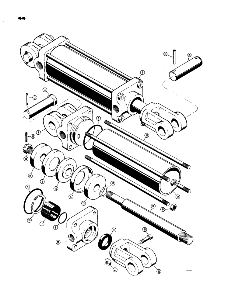 Схема запчастей Case 585 - (44) - D39464 SIDE SHIFT CYLINDER, USED WITH 6000 LB. CAPACITY MAST (35) - HYDRAULIC SYSTEMS