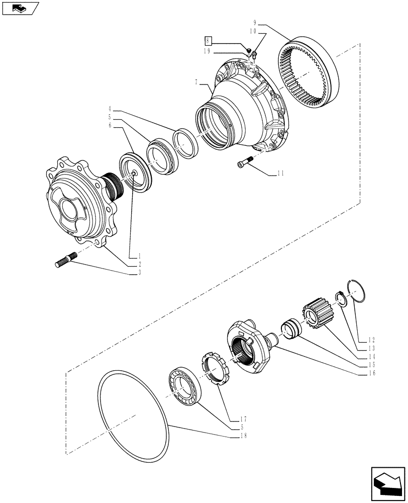 Схема запчастей Case 580SN - (27.120.01) - WHEEL HUB & REDUCTION GEAR (27) - REAR AXLE SYSTEM