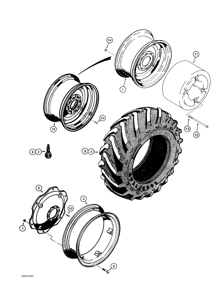 Схема запчастей Case 480F - (6-02) - REAR WHEELS, WEIGHTS AND TIRES (06) - POWER TRAIN