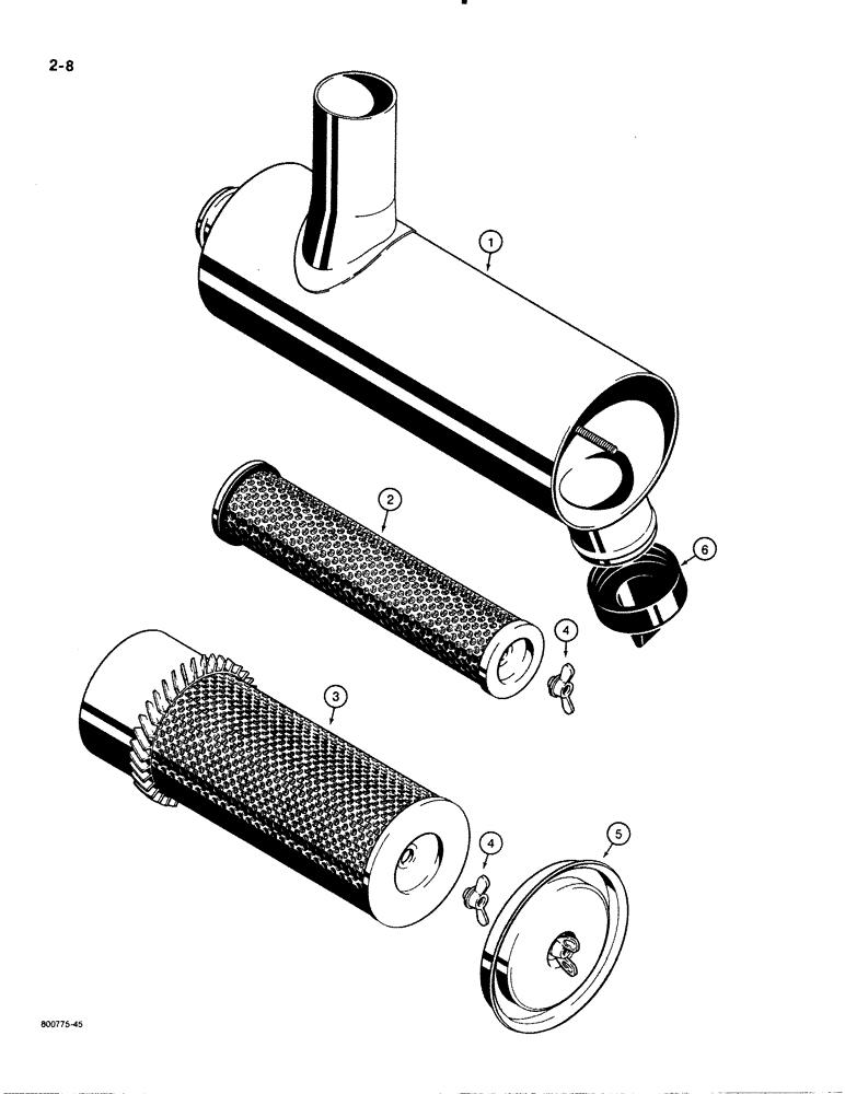 Схема запчастей Case 480E LL - (2-08) - A170974 AIR CLEANER (02) - ENGINE