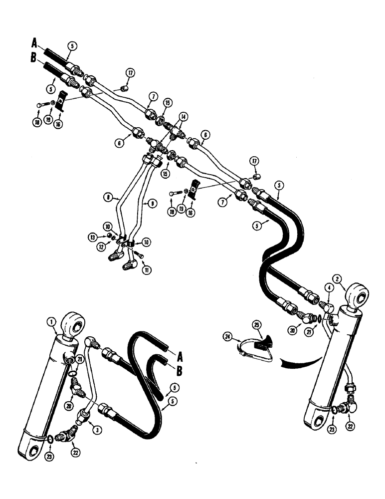 Схема запчастей Case 350B - (164) - CLAM BUCKET HYDRAULIC CIRCUIT (07) - HYDRAULIC SYSTEM