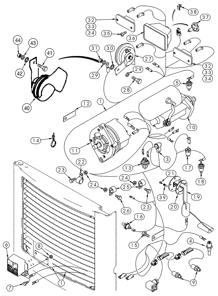 Схема запчастей Case 85XT - (04-10) - HARNESS CHASSIS NORTH AMERICA/EUROPE *- JAF0236483, REAR (04) - ELECTRICAL SYSTEMS