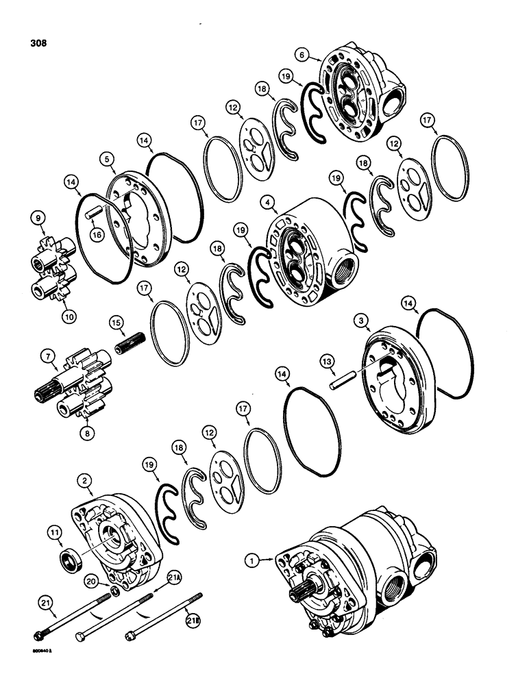 Схема запчастей Case 580SD - (308) - WEBSTER HYDRAULIC PUMP (08) - HYDRAULICS