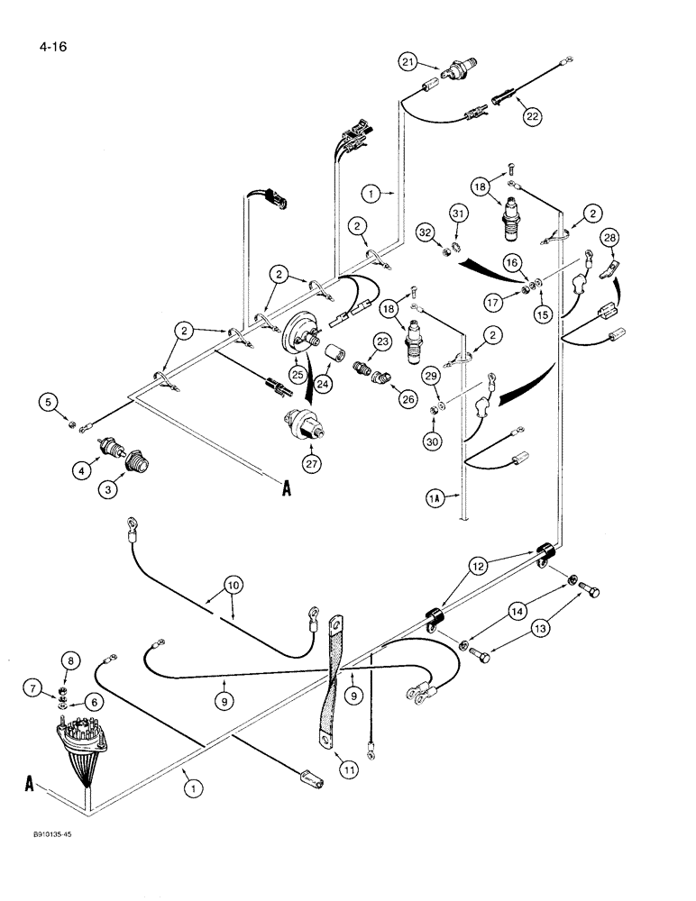 Схема запчастей Case 780D - (4-16) - ELECTRICAL CIRCUIT, FRONT HARNESS AND CONNECTIONS (04) - ELECTRICAL SYSTEMS